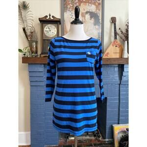 NEW Abercrombie & Fitch L Women’s Y2K Blue Striped Scoop Pocket T-shirt 90s